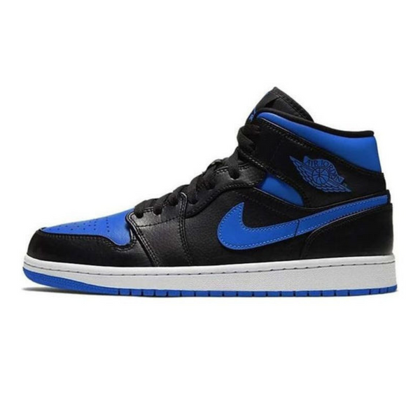 Air Jordan 1 Mid 'Black Hyper Royal'- Streetwear Fashion - helmiss.com