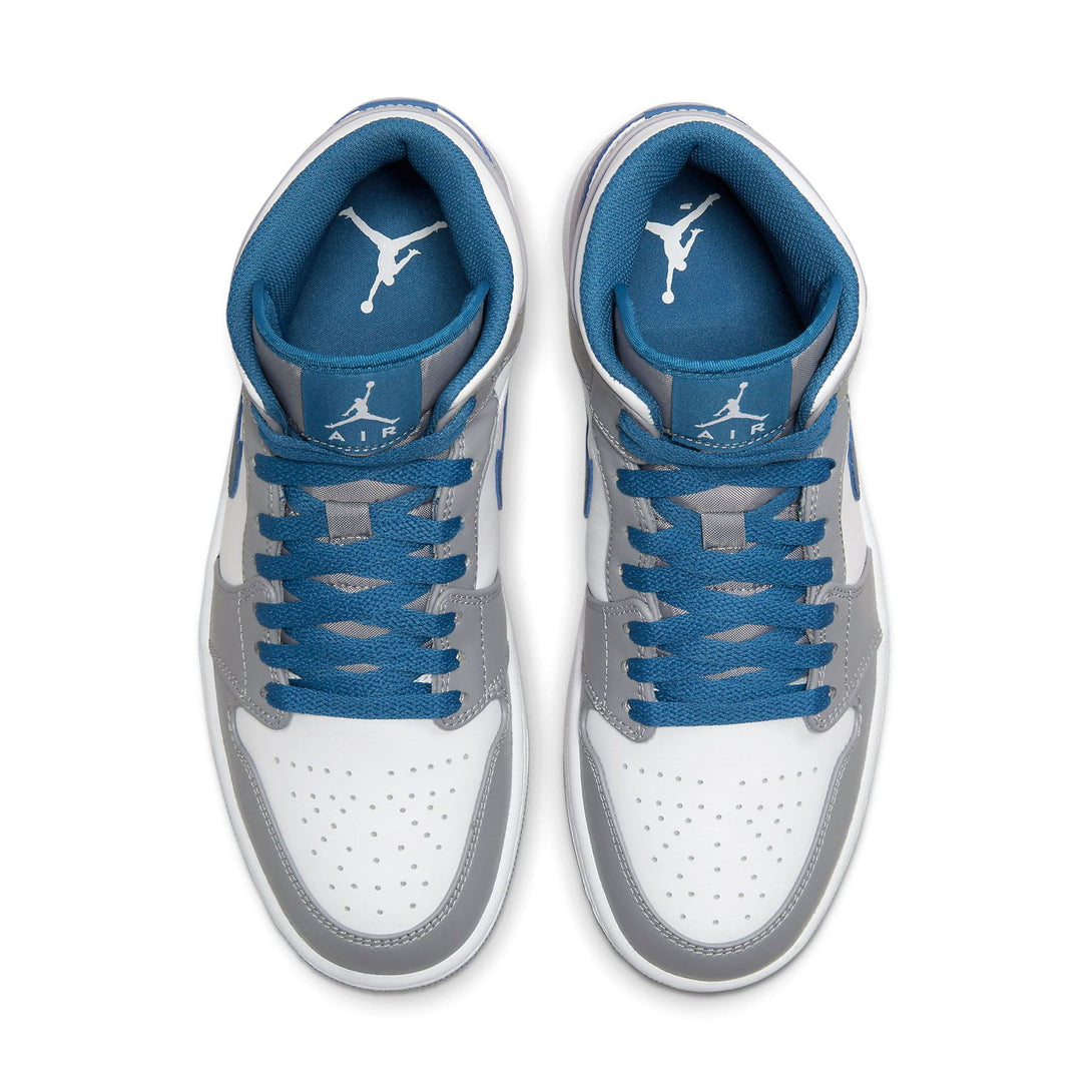 Air Jordan 1 Mid 'Cement True Blue'- Streetwear Fashion - helmiss.com