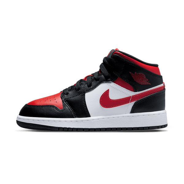 Air Jordan 1 Mid GS 'Black Fire Red'- Streetwear Fashion - helmiss.com