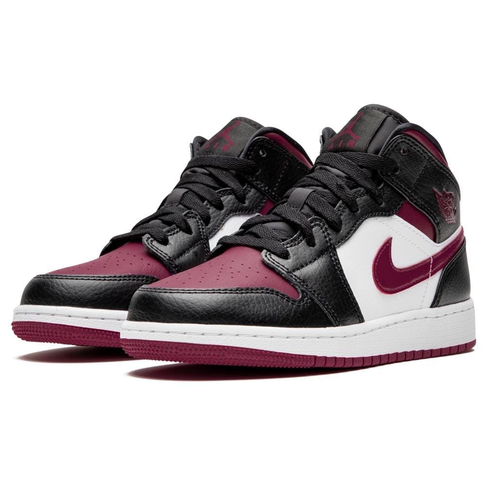 Air Jordan 1 Mid GS 'Black Noble Red'- Streetwear Fashion - helmiss.com