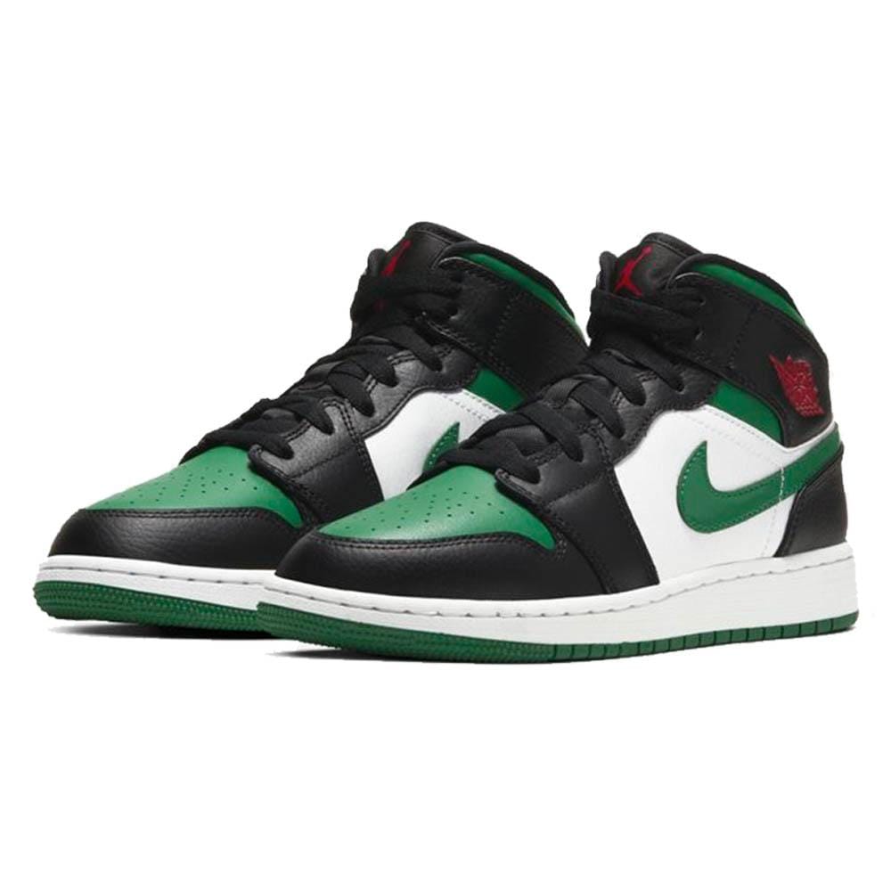 Air Jordan 1 Mid GS 'Black Pine Green'- Streetwear Fashion - helmiss.com