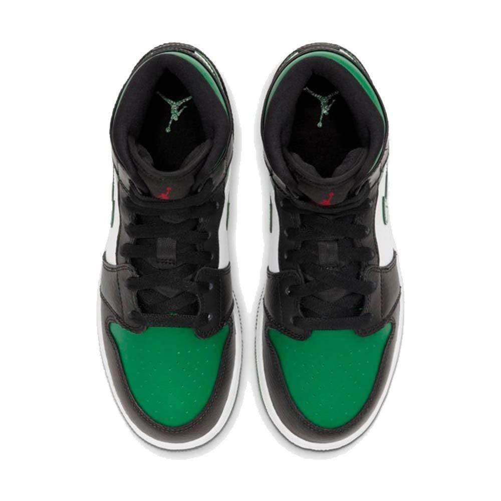 Air Jordan 1 Mid GS 'Black Pine Green'- Streetwear Fashion - helmiss.com