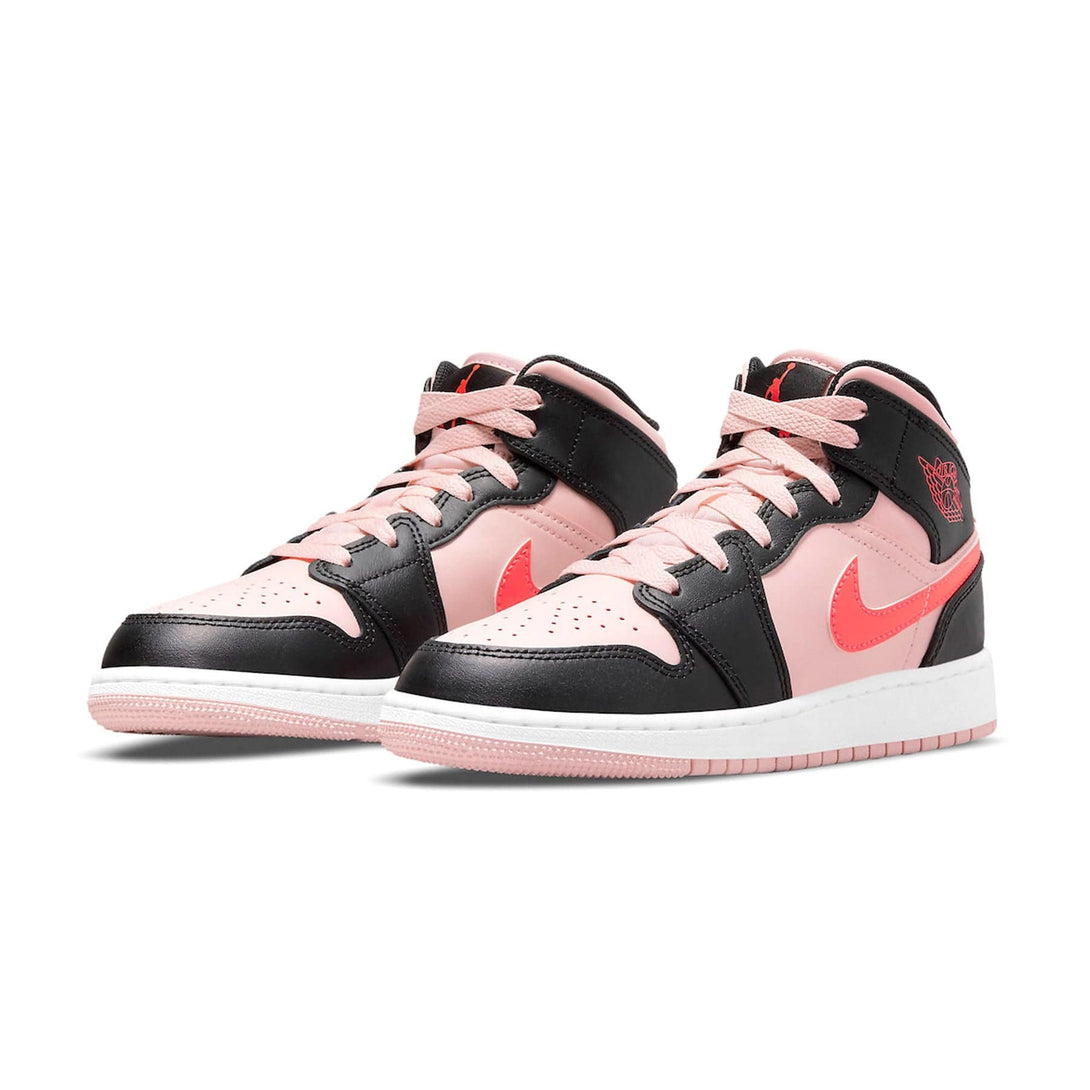 Air Jordan 1 Mid GS Black Pink Crimson- Streetwear Fashion - helmiss.com