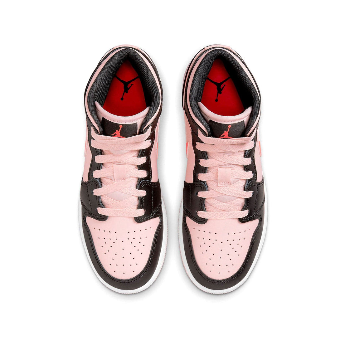 Air Jordan 1 Mid GS Black Pink Crimson- Streetwear Fashion - helmiss.com