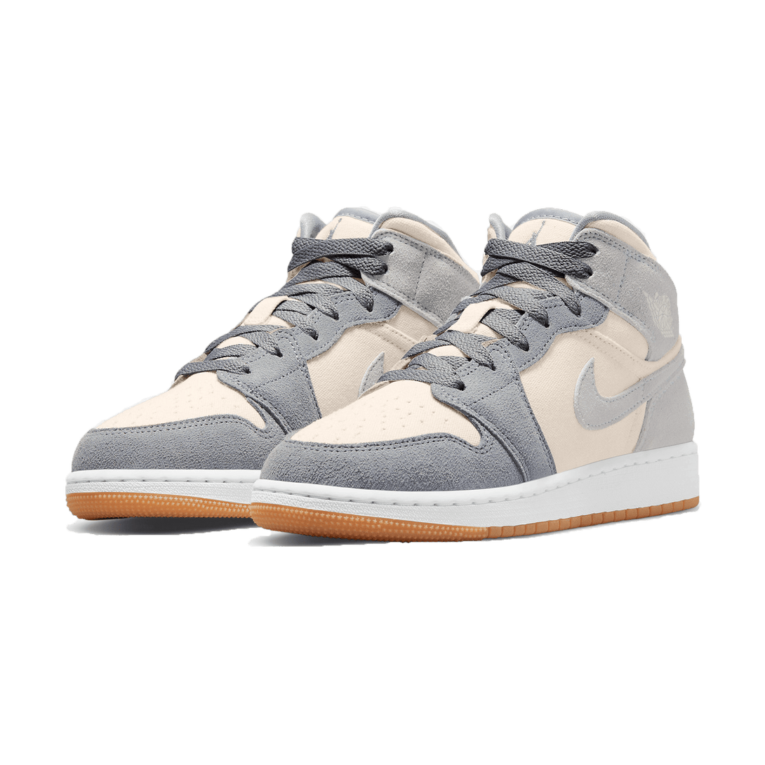 Air Jordan 1 Mid GS 'Coconut Milk Particle Grey'- Streetwear Fashion - helmiss.com