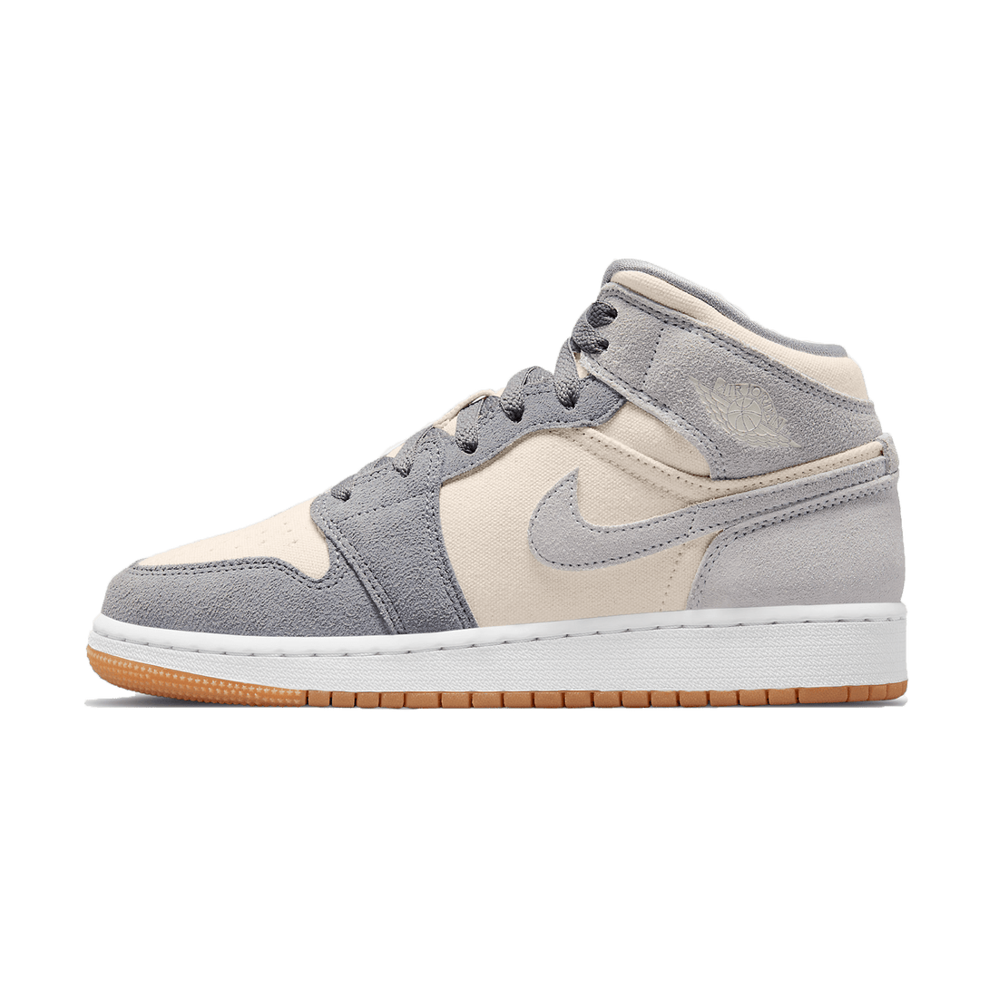 Air Jordan 1 Mid GS 'Coconut Milk Particle Grey'- Streetwear Fashion - helmiss.com