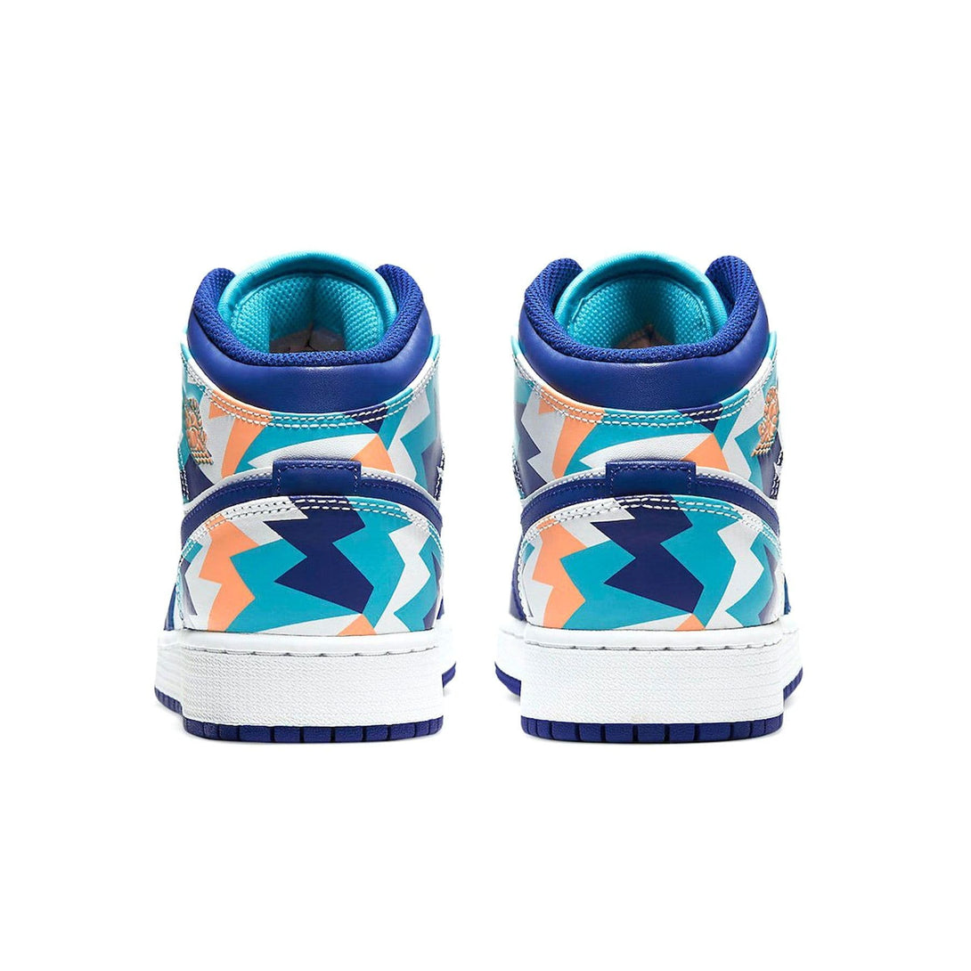 Air Jordan 1 Mid GS 'Geometric Print'- Streetwear Fashion - helmiss.com