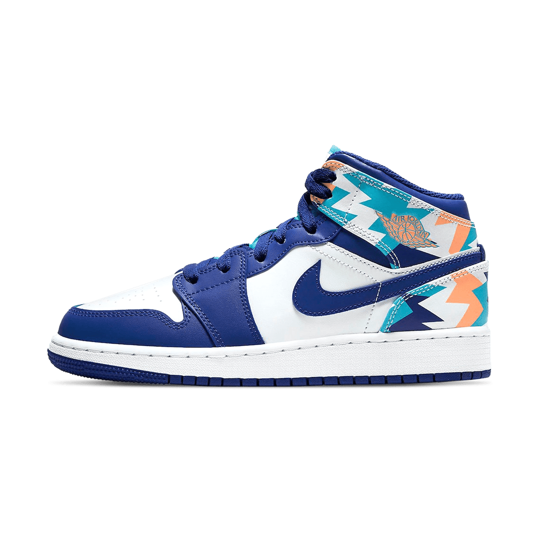 Air Jordan 1 Mid GS 'Geometric Print'- Streetwear Fashion - helmiss.com