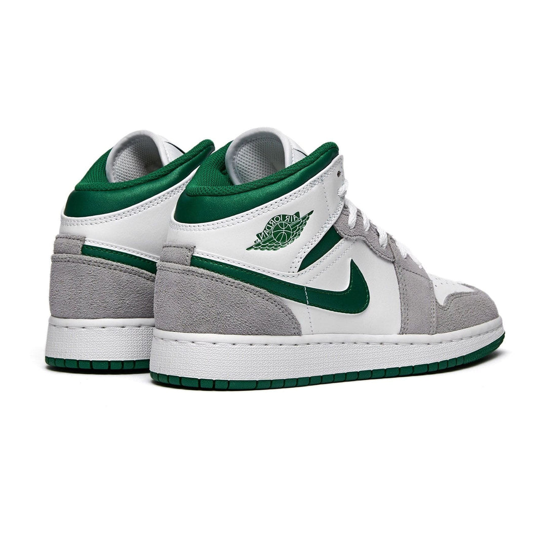 Air Jordan 1 Mid GS 'Green Grey'- Streetwear Fashion - helmiss.com