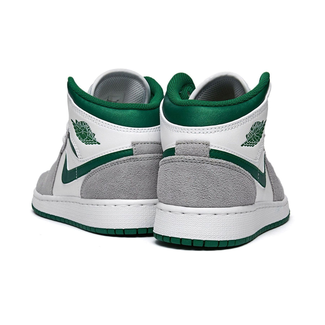 Air Jordan 1 Mid GS 'Green Grey'- Streetwear Fashion - helmiss.com