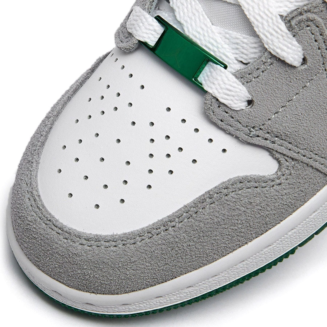 Air Jordan 1 Mid GS 'Green Grey'- Streetwear Fashion - helmiss.com