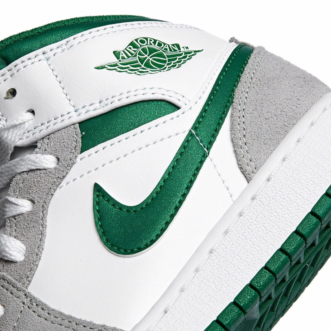 Air Jordan 1 Mid GS 'Green Grey'- Streetwear Fashion - helmiss.com