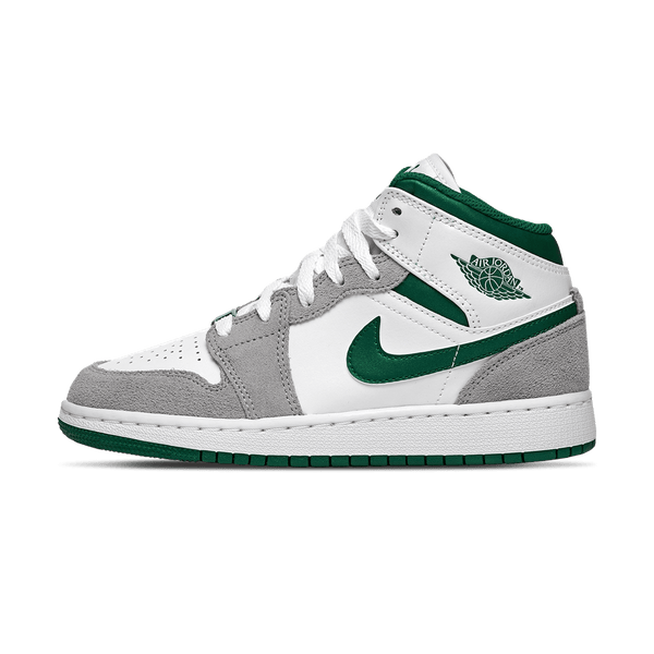 Air Jordan 1 Mid GS 'Green Grey'- Streetwear Fashion - helmiss.com