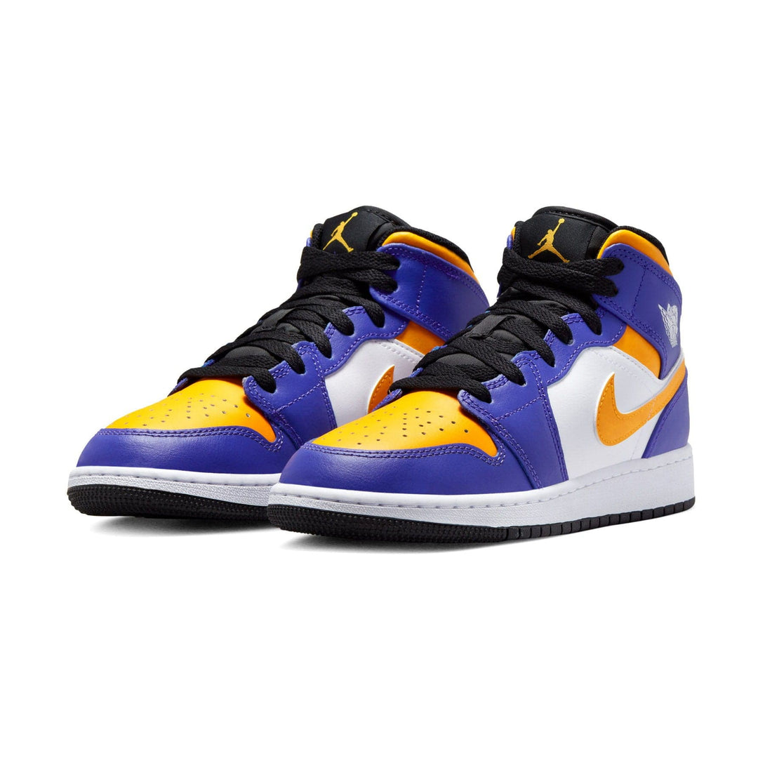 Air Jordan 1 Mid GS 'Lakers'- Streetwear Fashion - helmiss.com