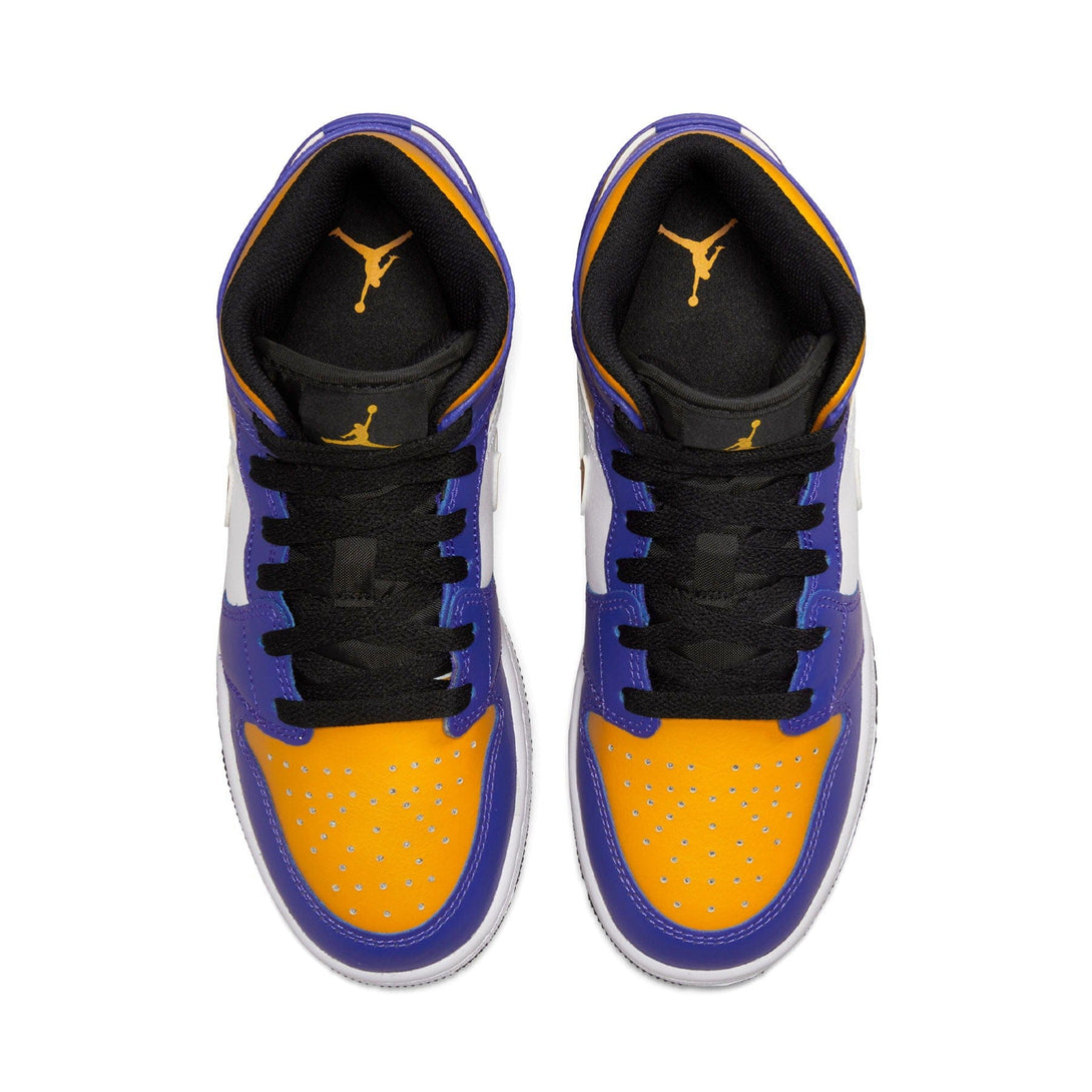 Air Jordan 1 Mid GS 'Lakers'- Streetwear Fashion - helmiss.com