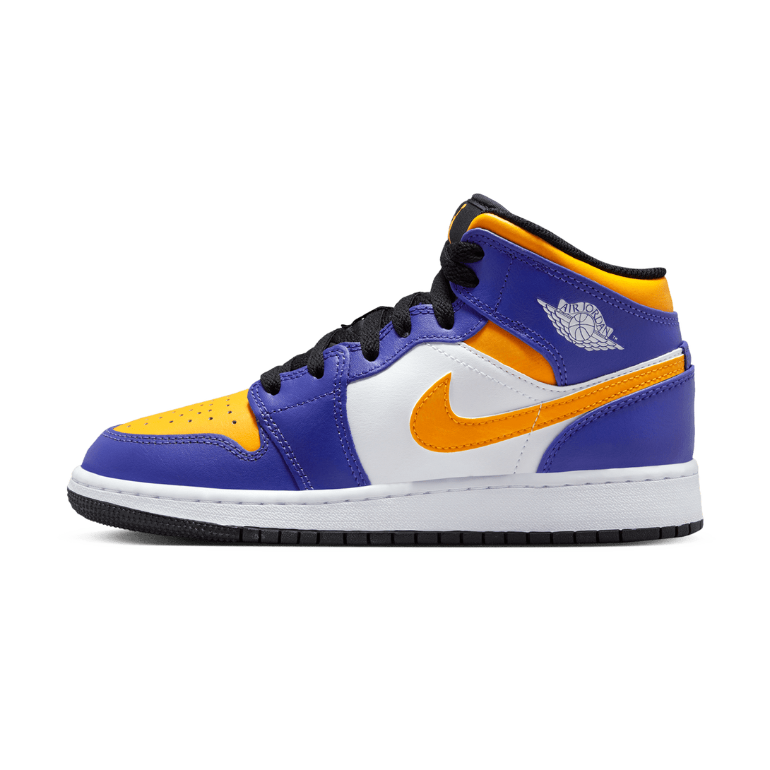 Air Jordan 1 Mid GS 'Lakers'- Streetwear Fashion - helmiss.com