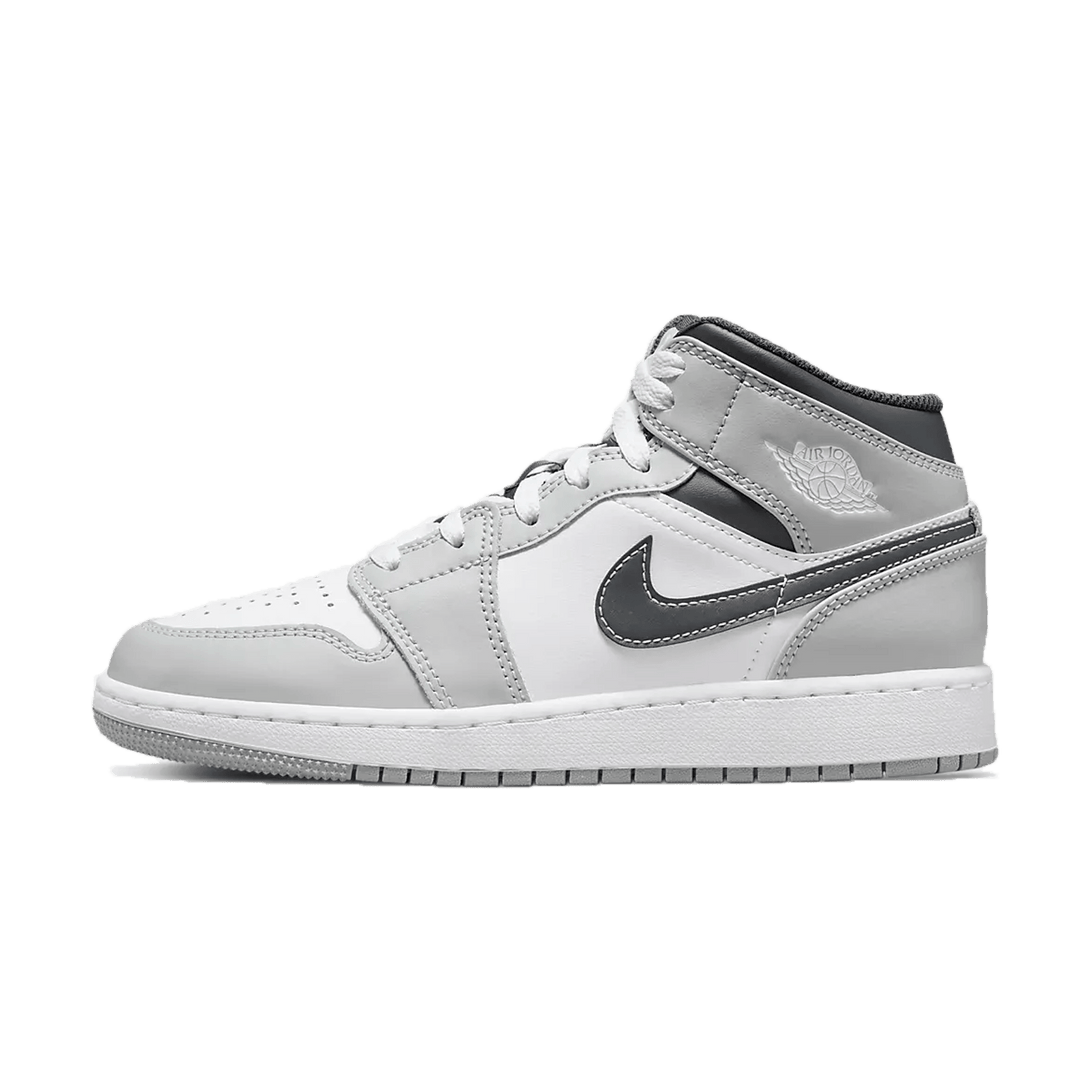 Air Jordan 1 Mid GS 'Light Smoke Grey'- Streetwear Fashion - helmiss.com