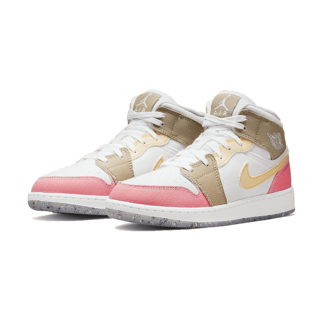 Air Jordan 1 Mid GS Pink Tan- Streetwear Fashion - helmiss.com