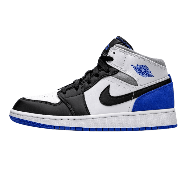 Air Jordan 1 Mid GS 'Royal White'- Streetwear Fashion - helmiss.com