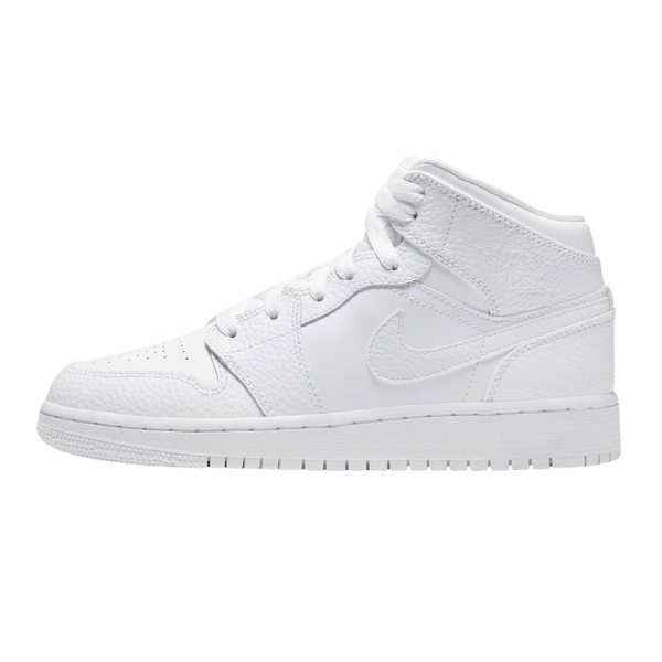 Air Jordan 1 Mid GS 'Triple White'- Streetwear Fashion - helmiss.com