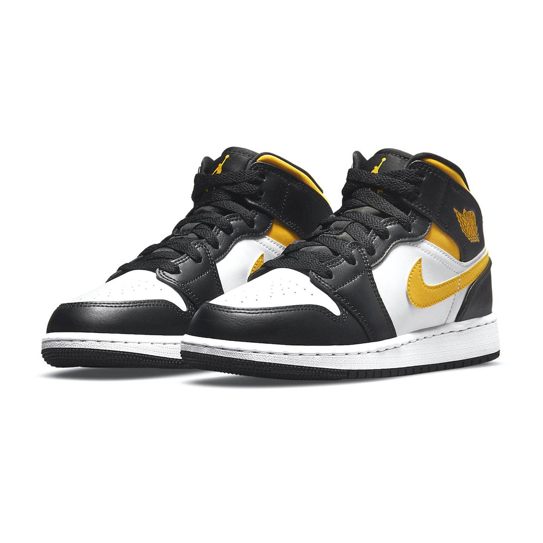 Air Jordan 1 Mid GS 'White Pollen Black'- Streetwear Fashion - helmiss.com