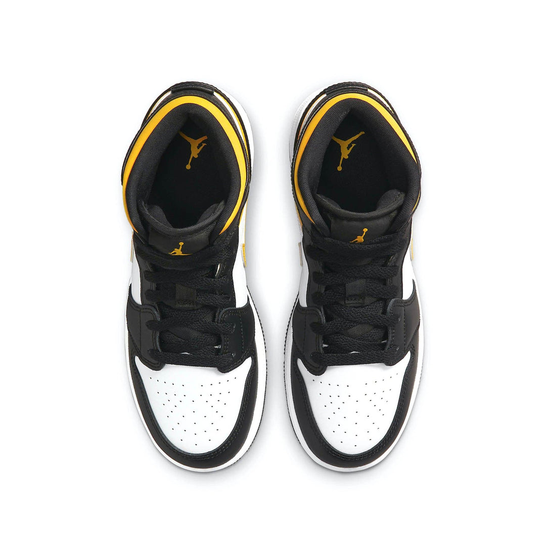 Air Jordan 1 Mid GS 'White Pollen Black'- Streetwear Fashion - helmiss.com