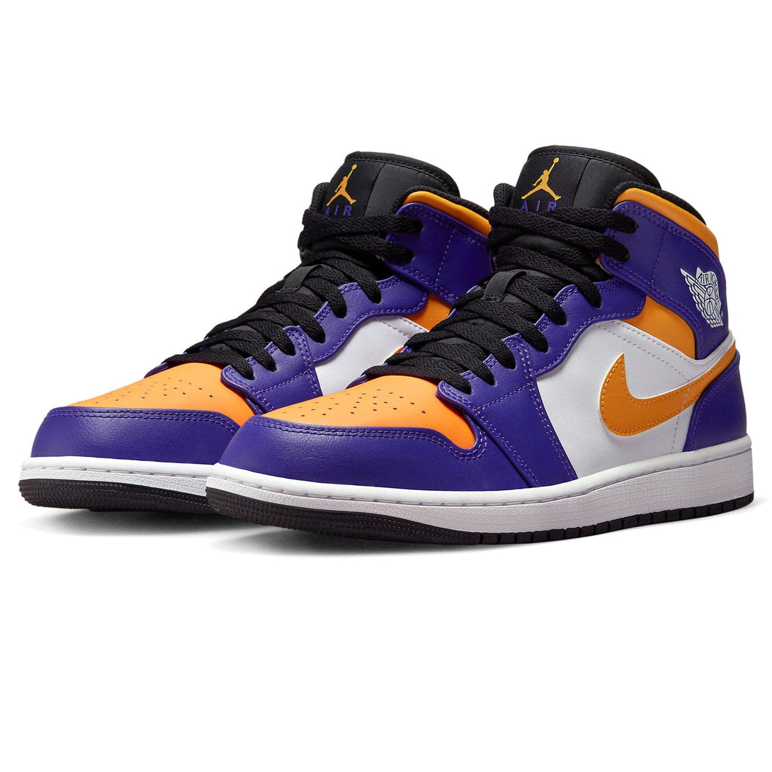 Air Jordan 1 Mid 'Lakers'- Streetwear Fashion - helmiss.com