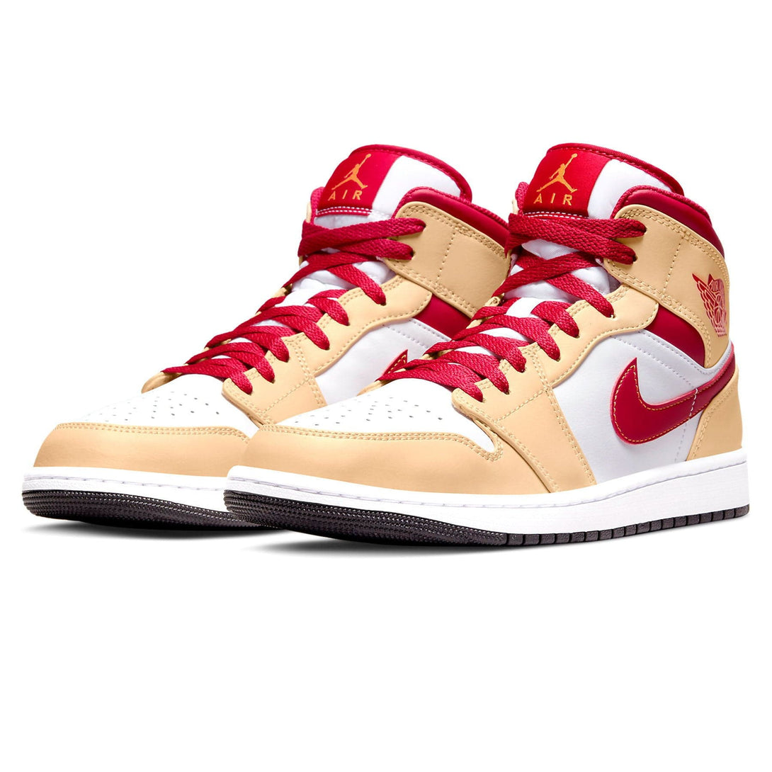 Air Jordan 1 Mid 'Light Curry Cardinal Red'- Streetwear Fashion - helmiss.com