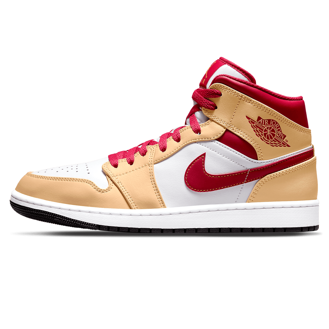 Air Jordan 1 Mid 'Light Curry Cardinal Red'- Streetwear Fashion - helmiss.com