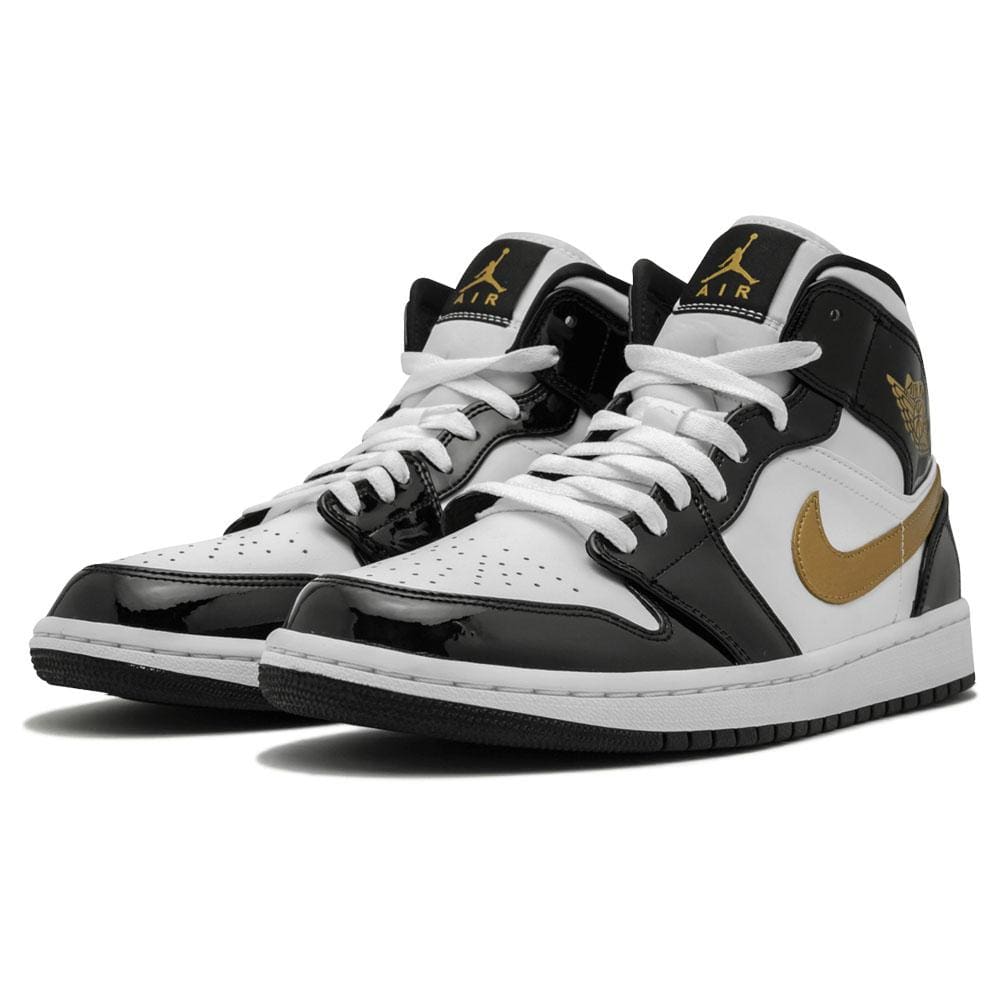 Air Jordan 1 Mid Patent 'Black Gold'- Streetwear Fashion - helmiss.com