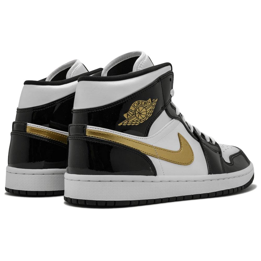 Air Jordan 1 Mid Patent 'Black Gold'- Streetwear Fashion - helmiss.com