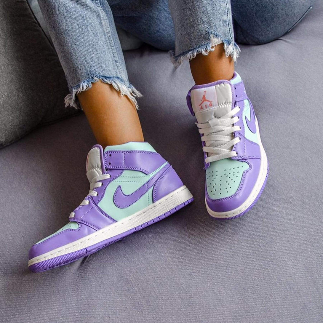 Air Jordan 1 Mid 'Purple Aqua'- Streetwear Fashion - helmiss.com