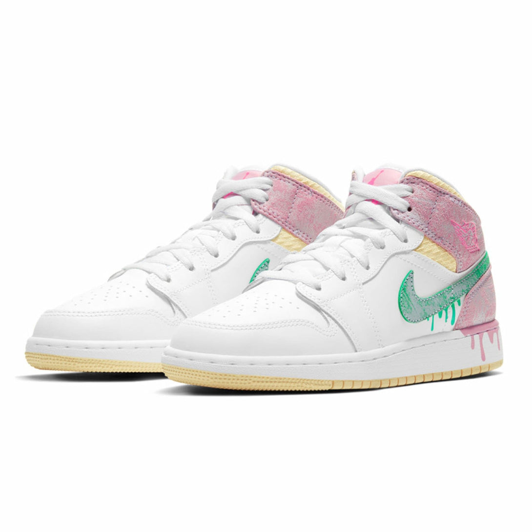 Air Jordan 1 Mid SE GS 'Paint Drip'- Streetwear Fashion - helmiss.com