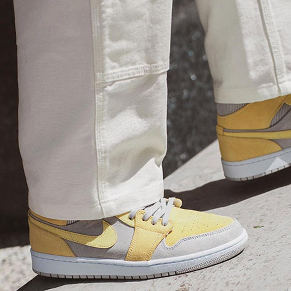 Air Jordan 1 Mid SE Grey Fog Lemon Wash- Streetwear Fashion - helmiss.com