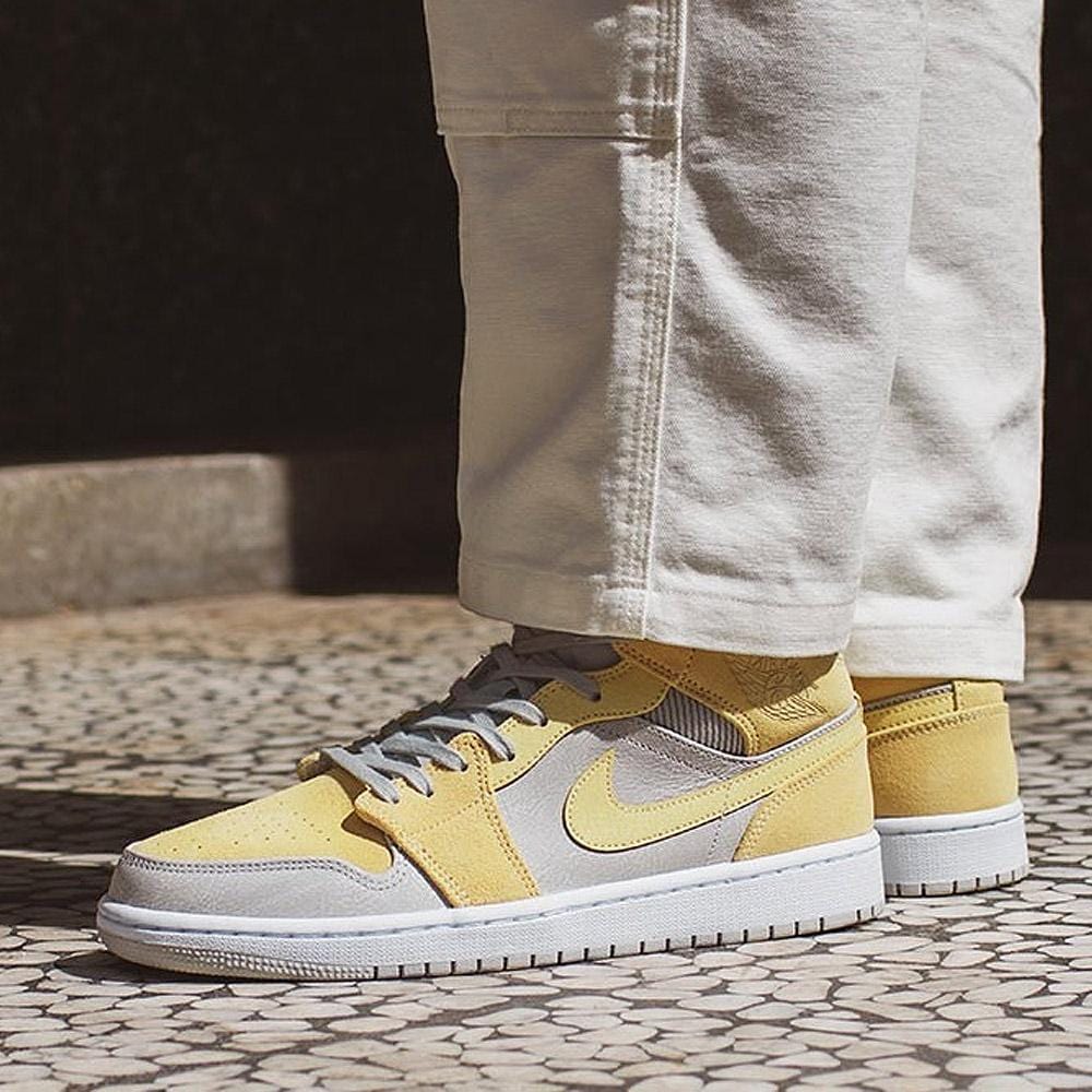 Air Jordan 1 Mid SE Grey Fog Lemon Wash- Streetwear Fashion - helmiss.com