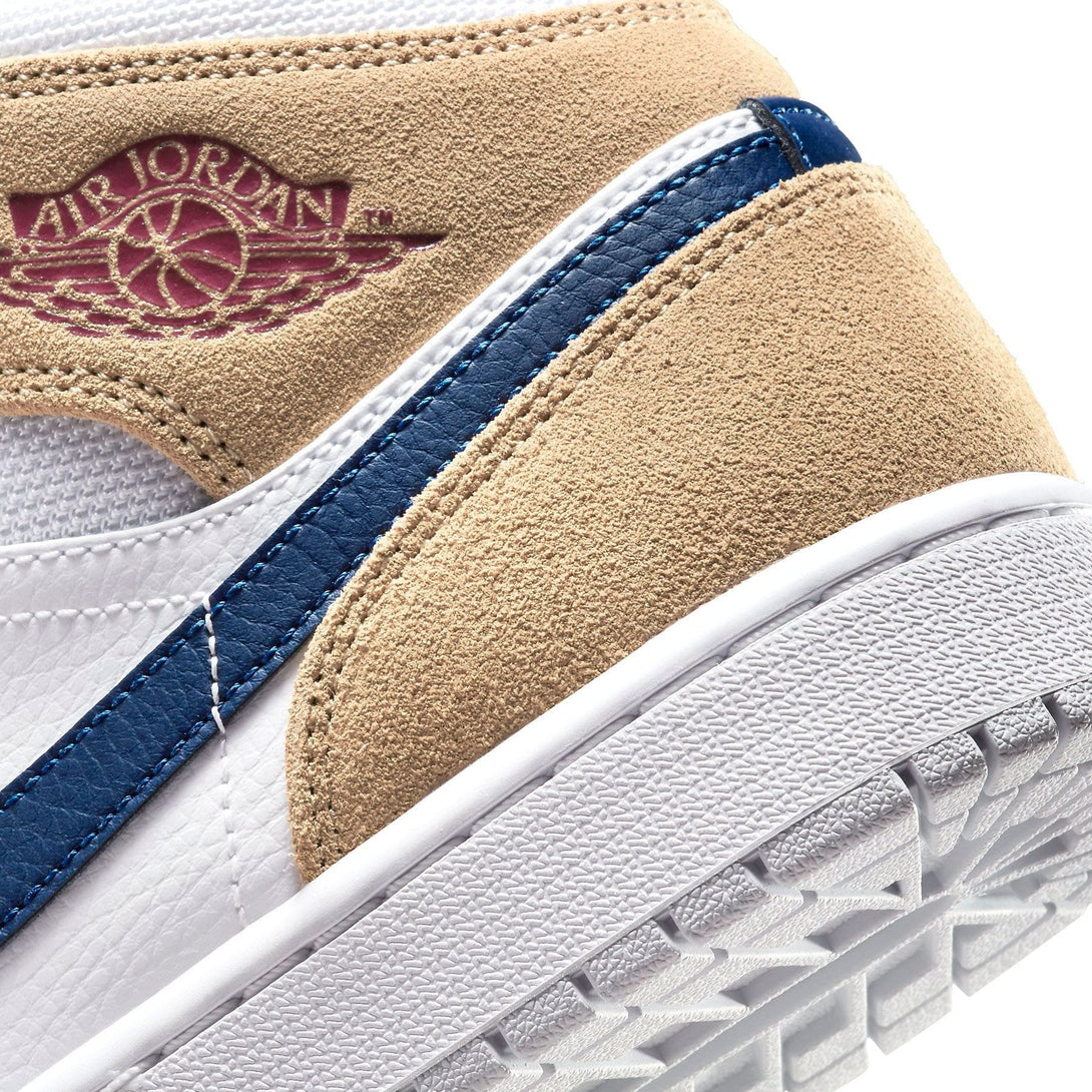 Air Jordan 1 Mid 'Tan Suede Navy'- Streetwear Fashion - helmiss.com