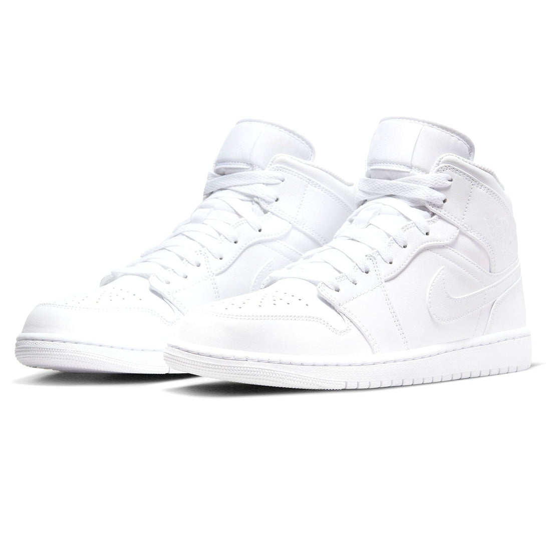 Air Jordan 1 Mid 'Triple White' 2022- Streetwear Fashion - helmiss.com