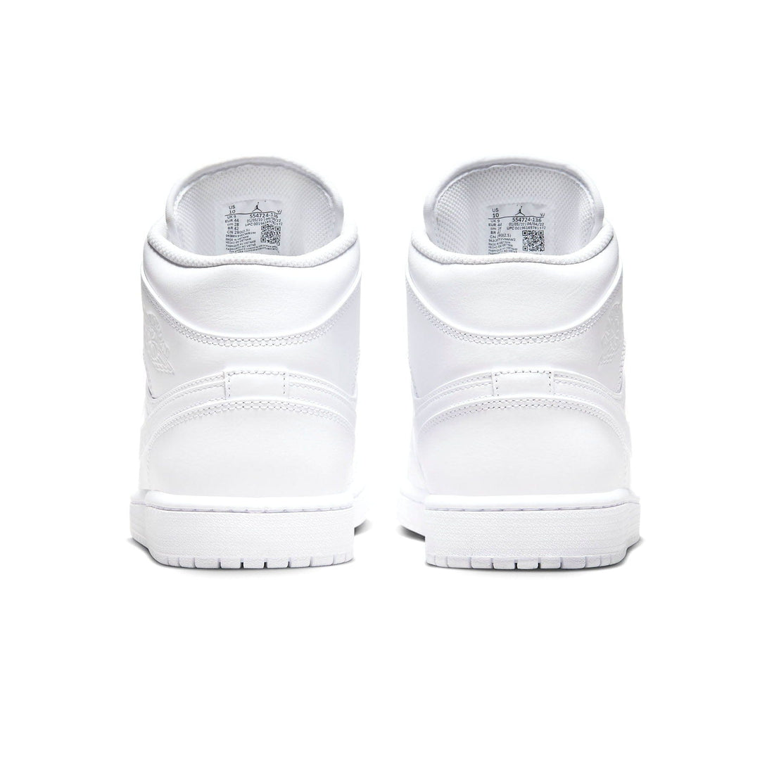 Air Jordan 1 Mid 'Triple White' 2022- Streetwear Fashion - helmiss.com