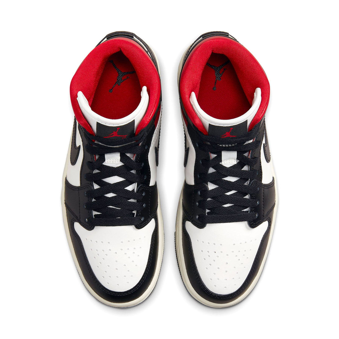 Air Jordan 1 Mid Wmns 'Black Sail Gym Red'- Streetwear Fashion - helmiss.com