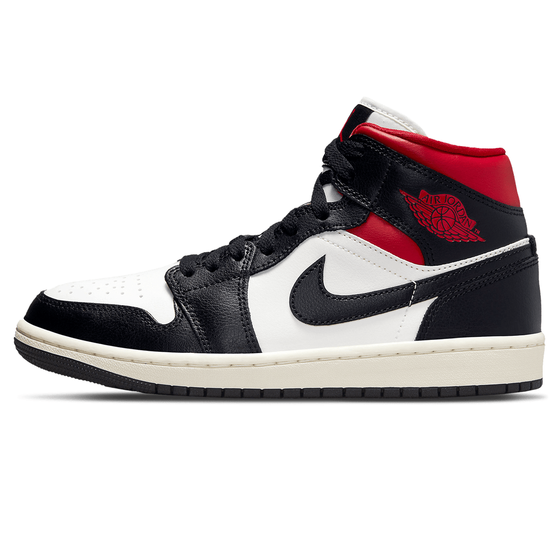 Air Jordan 1 Mid Wmns 'Black Sail Gym Red'- Streetwear Fashion - helmiss.com