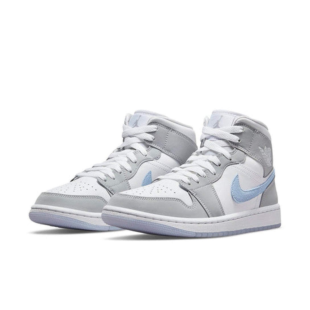 Air Jordan 1 Mid 'Wolf Grey Aluminum'- Streetwear Fashion - helmiss.com