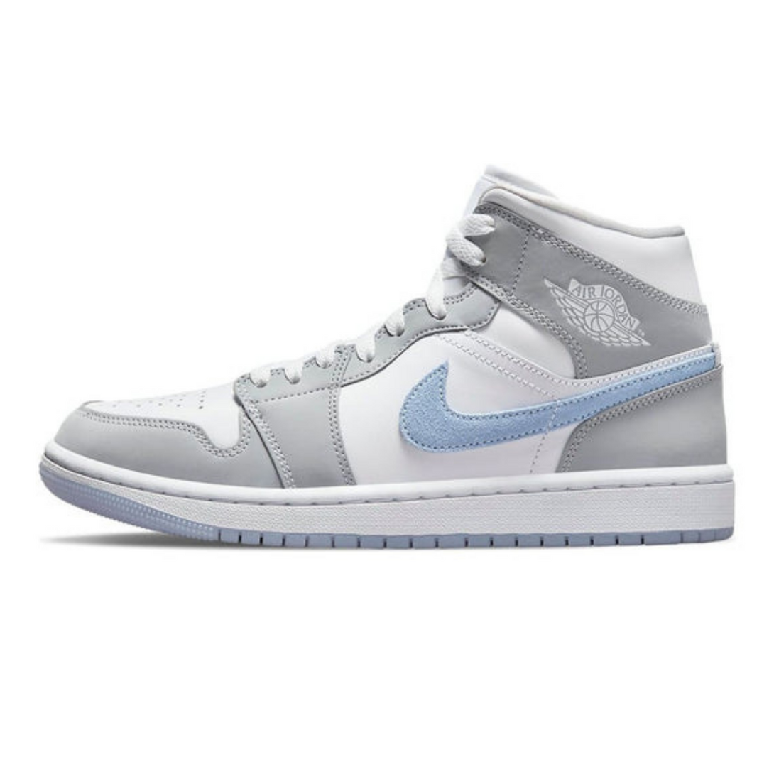 Air Jordan 1 Mid 'Wolf Grey Aluminum'- Streetwear Fashion - helmiss.com