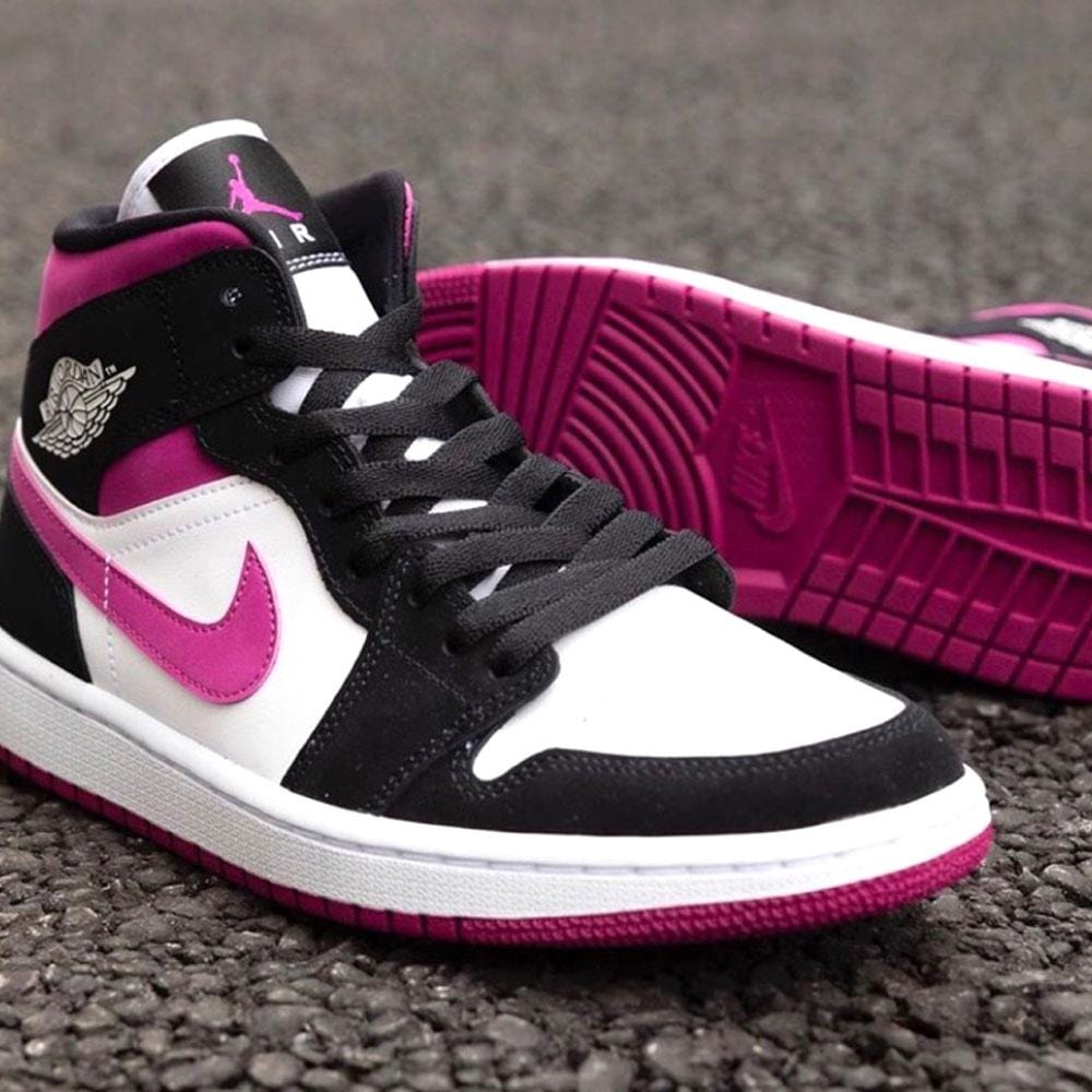 Air Jordan 1 WMNS Mid 'Black Cactus Flower'- Streetwear Fashion - helmiss.com