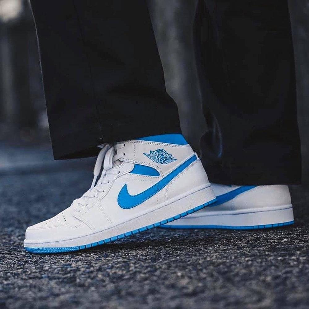 Air Jordan 1 Wmns Mid 'UNC' White Carolina Blue- Streetwear Fashion - helmiss.com