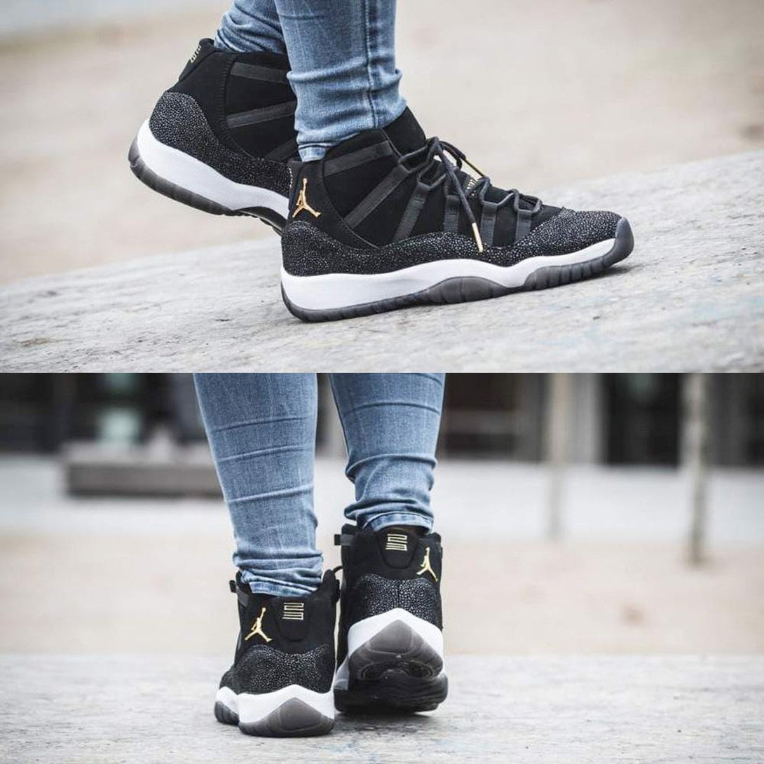 Air Jordan 11 HC Heiress GG Black-Metallic Gold- Streetwear Fashion - helmiss.com