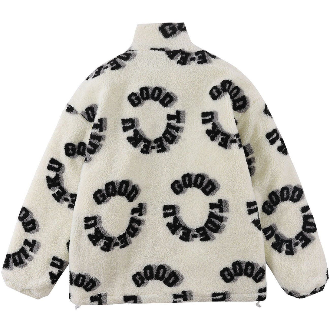 Helmiss - 3D Round Letters Sherpa Winter Coat- Streetwear Fashion - helmiss.com