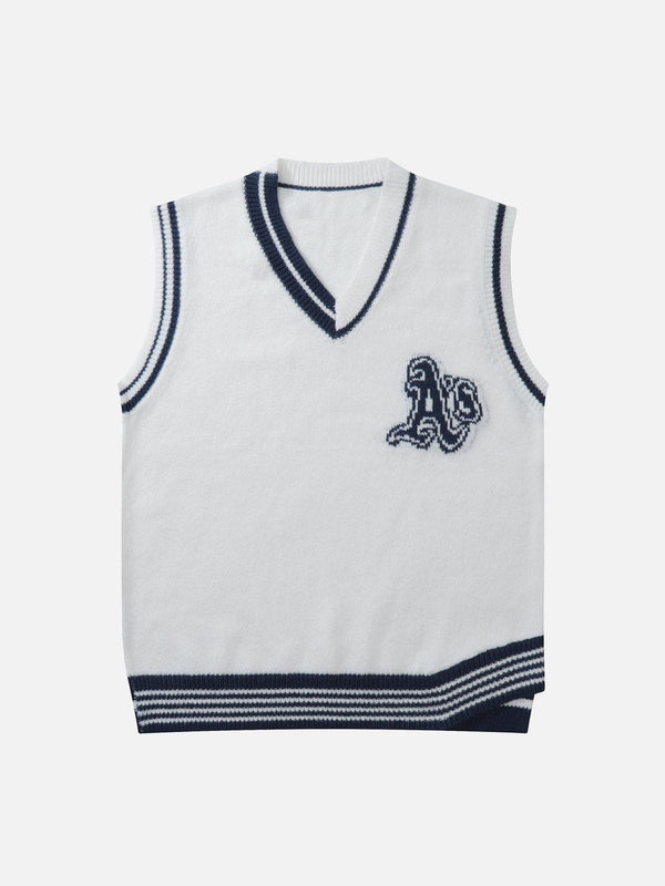 Helmiss - "AS" Jacquard Sweater Vest- Streetwear Fashion - helmiss.com