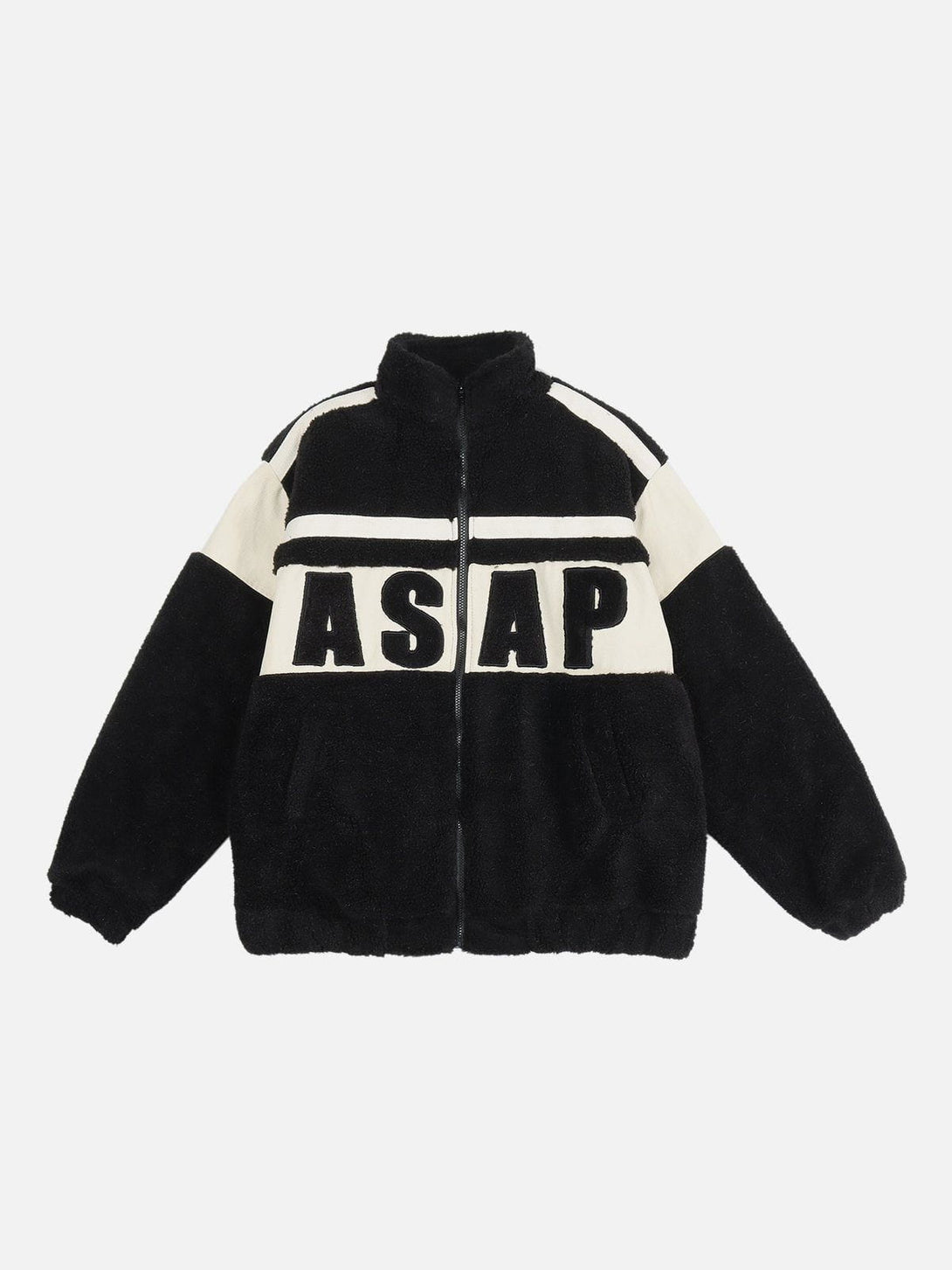 Helmiss - "ASAP" Splicing Contrast Sherpa Coat- Streetwear Fashion - helmiss.com