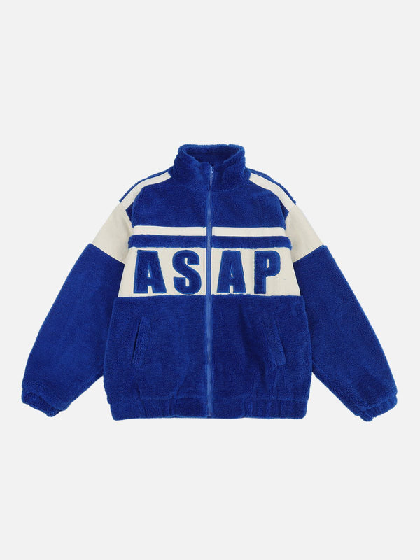 Helmiss - "ASAP" Splicing Contrast Sherpa Coat- Streetwear Fashion - helmiss.com