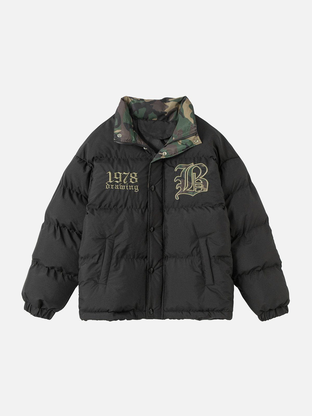 Helmiss - Alphabet Embroidery Camouflage Winter Coat- Streetwear Fashion - helmiss.com